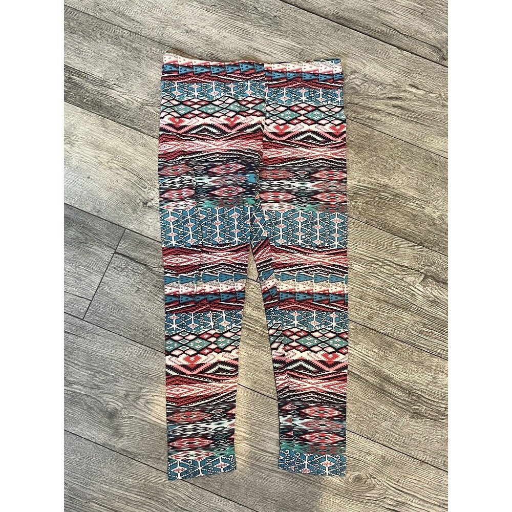 Rue21 Juniors‎ Large Fun Patterned Leggings Blue Red Black and White